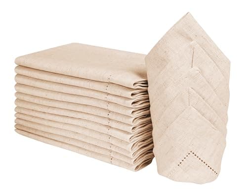 Lightnpro Flax Linen Napkins Set of 12 – Hemstitched Dinner Cloth Napkins, Washable and Reusable Natural Flax Napkins for Dining, Parties, Weddings, Holiday & Everyday Use – 18x18 Inch Natural Color 5