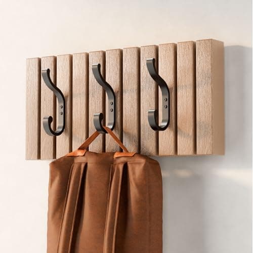 bussdis Coat Hooks Wall Mount for Hanging, Heavy Duty Backpack Hooks for Wall, Hold up to 30 lbs, Large Hanger Hooks for Towels, Purses, Clothes, Mudroom, Bathroom, Door, Black, 4 Pack 8