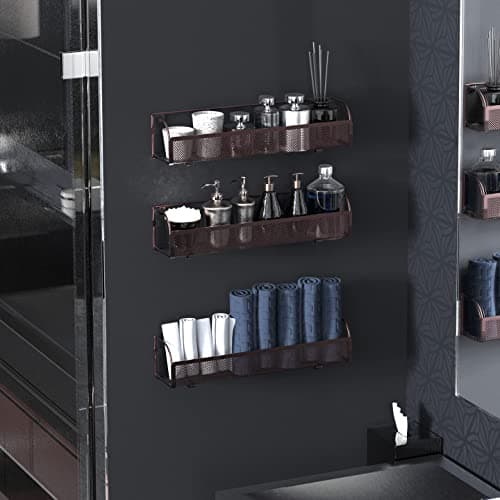 Simple Houseware Wall Mounted Spice Rack Shelves Organizer, Bronze, 3-Pack 3