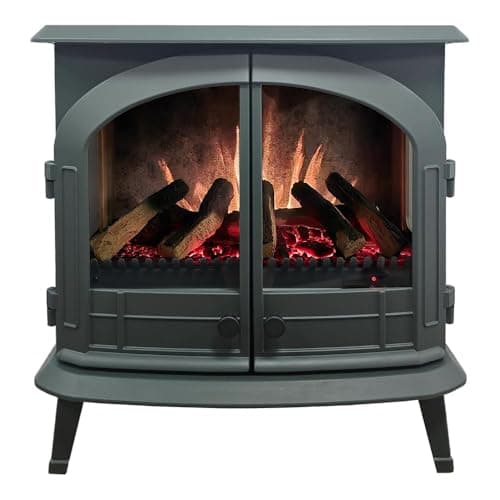 Modern Ember Harlowe Freestanding Electric Fireplace Stove Heater in Hunter Green with Multi-Color Ember Bed | Smart Technology | Alexa/WiFi Enabled | 1500W | Indoor Portable Heater | Safety Shutoff 9