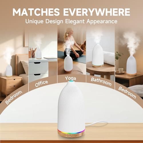 URPOWER 100ML Essential Oil Diffusers for Home with 7 LED Color Changing Lights, Timer & Auto-Off Ultrasonic Aromatherapy Diffuser Cool Mist Humidifer Scent Diffuser for Bedroom, Office, Yoga 6