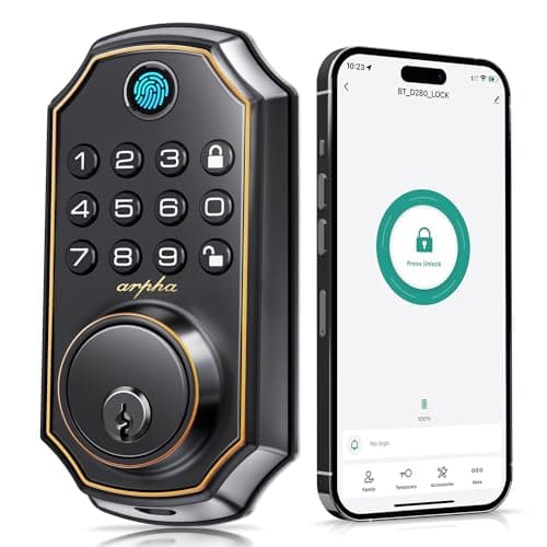 ARPHA Fingerprint Smart Door Lock - Keyless Entry Door Lock, Deadbolt with Keypad, APP Remote Control, Easy Installation