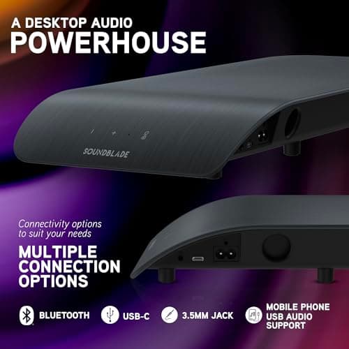 BlueAnt Soundblade Under-Monitor Soundbar, 120W 2.1 Channel Desktop Speaker with USB-C & Bluetooth 5.3 for PC, Mac, Gaming, Music and Streaming, Charcoal 5