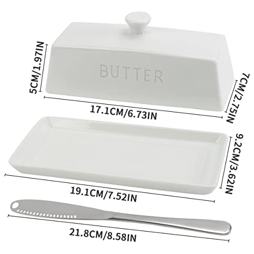 Ceramic Butter Dish with Lid - SGAOFIEE Porcelain Butter Dish with Lid and Knife for Countertop, Perfect for 1 Stick of East Coast Butter 2
