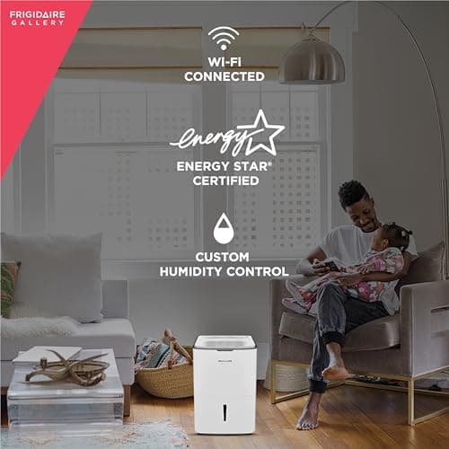 Frigidaire 50-Pint Smart Dehumidifier for Basement, Garage, Attic, 115V, Energy Star Moisture Absorber with Timer, Wi-Fi, App Control and Amazon Alexa & Google Home Compatibility in White 6