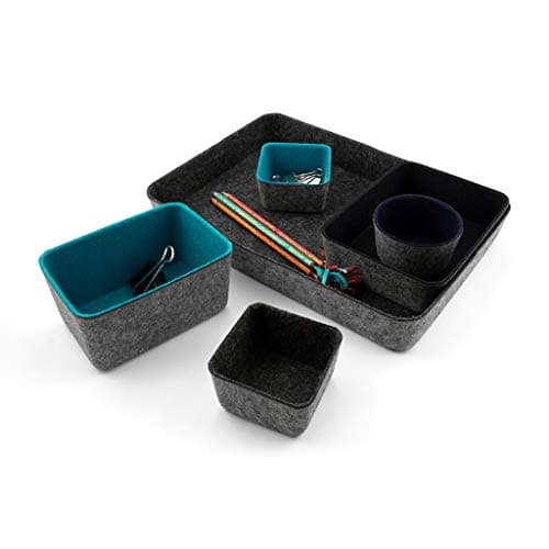 Three by Three Seattle Felt Like It! 13 x 9.5 Inch Felt Tray Drawer Organizer, Fits Standard Letter Size Paper Sheets (Blue) 5