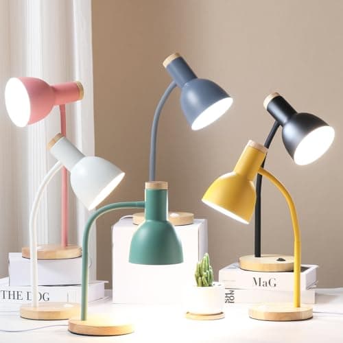 LRXJHHTY Table Lamp,Wooden Adjustable Desk Lamp,Dorm Lamp&Bedside Lamp for Living Room, Bedroom, Kids Room (Yellow) 6