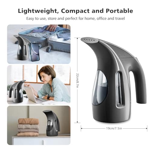 HiLIFE Steamer for Clothes, Portable Handheld Design, 240ml Big Capacity, 700W, Strong Penetrating Steam, Removes Wrinkle, for Home, Office(ONLY FOR 120V)-Black 5
