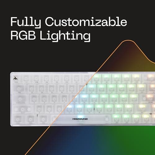 Higround Crystal Opal Basecamp 65% Mechanical USB Wired Gaming Keyboard, Silent Glacier Switches, Programmable RGB, Transparent/Translucent, Hot-Swappable, Deep Thock Creamy Sounding PC Keyboard 6