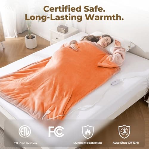 Kozyus Wearable Heated Blanket with Foot Pocket & Sleeves, Electric Blanket Heated Robe for Women & Men, 5 Heat Settings, 3H Auto-Off, Machine Washable, ETL Certified, Gift-Ready, 50x70 inches, Pink 6