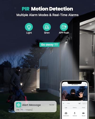 Solareye 4G Cellular Security Camera with SIM Card & Solar Panel - No WiFi Needed, 2K PTZ, No WiFi Camera, PIR Detection, Color Night Vision, 2-Way Audio, Instant Alert for Farm, RV 5