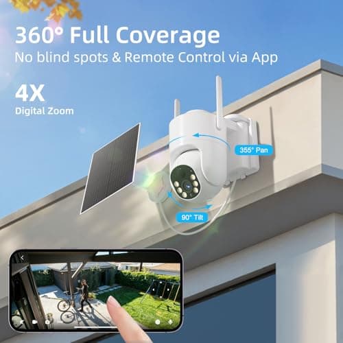Apone 4G LTE Cellular Security Camera, No WiFi Solar Powered Security Camera, Auto Tracking, Color Night Vision, Motion Detection, 2 Way Audio, Built in SIM Card, Support Verizon/AT&T/T-Mobile 8