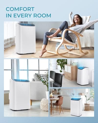 EUHOMY Portable Air Conditioners 12,000 Btu, 4 in 1 Portable Cooling AC with Heat, Dehumidifier, Fan Modes, Quiet Stand-up AC with 46dB Low Noise & Sleep Mode for Bedrooms, room up to 550 Sq.Ft 7