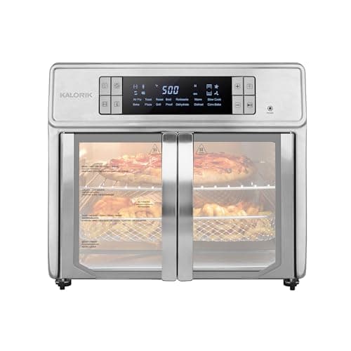 Kalorik Air Fryer Oven MAXX Series 26-Quart Flex Trio with Digital Controls Easy-View Door and 14 Cooking Presets, Converts into Dual 13 Quart Air Fryers, 1700-Watts, Stainless Steel 5
