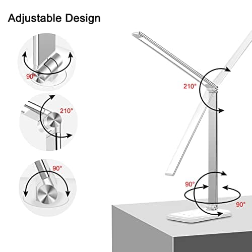AFROG Multifunctional LED Desk Lamp with USB Charging Port, 5 Lighting Modes,5 Brightness Levels, Sensitive Control, 30/60 min Auto Timer, Eye-Caring Office Lamp，8W，5000K 6