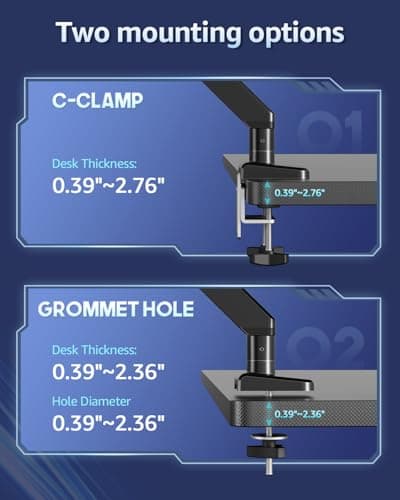 MOUNTUP Heavy Duty Single Monitor Arm for 42 40 39 34 32 27Inch Screens, Monitor Stand for Desk Supports 4.4-33 lbs, Height Adjustable Ultrawide Monitors Mount with C-Clamp & Grommet Base 9