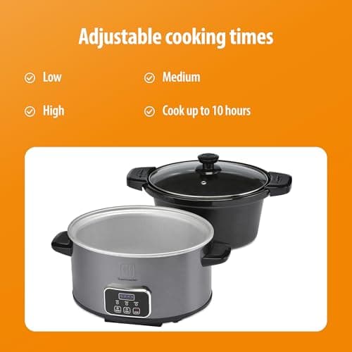 Toastmaster 4-Quart Digital Slow Cooker with Locking Lid - Food Warmer for Dip, Soups, Parties, Meal Preparation & More - Graphite 5