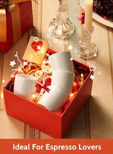 Sweese 3.5oz Porcelain Espresso Cups Set of 4, Mini Coffee Mugs Demitasse Cups - White 6