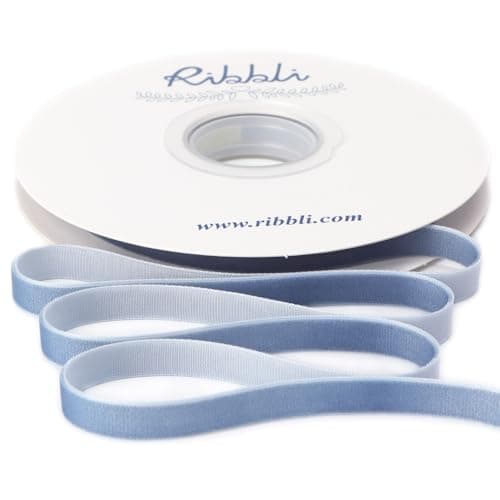 Ribbli Dusty Blue Velvet Ribbon 3/8 Inches Continuous10 Yard Spool Blue Christmas Ribbon for Gift Wrapping Crafts Home Decor