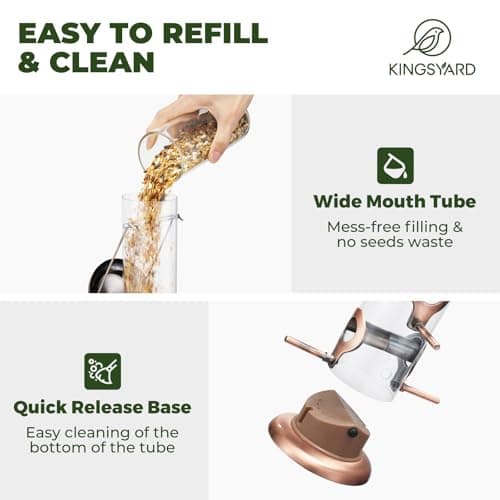 Kingsyard Metal Bird Feeders for Outdoors Hanging, Tube Bird Feeder with 6 Feeding Ports, 15 Inch, Chew-Proof & Weatherproof, Antique Copper 5