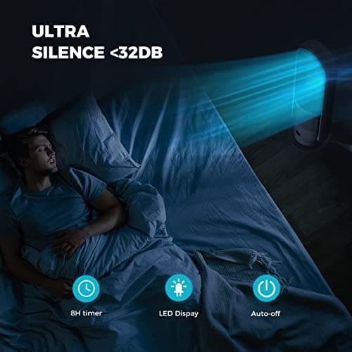 ULTTY Bladeless Tower Fan and Air Purifier Combo, True HEPA Filter 99.97% Smoke Dust Pollen Dander, Oscillating Tower Fan with Remote Control CR022, Black, SKJ-CR022 6