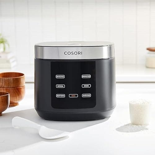 COSORI Rice Cooker 10 Cup, 24h Keep Warm, Non-stick Ceramic Inner Pot, 18 Functions Fuzzy Logic Rice Maker with Stainless Steel Steamer Basket, Sauté, Slow Cooker, Black 8