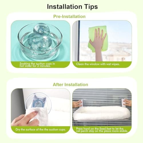 Cat Window Perch, Cordless Cat Hammock, Foldable Cats Window Bed for Large Cats with 4 Strong Suction Cups, Solid Metal Frame and Removable Cushion Bed Cover 7