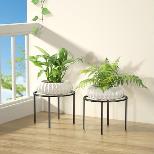 Josmimic 10.24" Flower Plant Stand: Metal Flower Pot Stand - Plant Holder for Home Courtyard Indoor Outdoor. 7