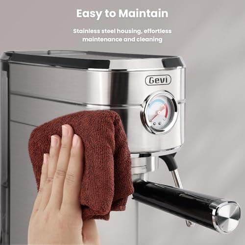 Gevi Commercial Espresso and Coffee Makers, Professional 20 Bar Espresso Maker with Milk Frother, Stainless Steel Expresso Coffee Machines for Home, Compact Cappuccino Machine, Great Gift 9