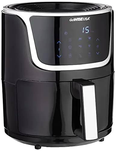 GoWISE USA GW22966 Fryer & Dehydrator Electric Air Fryer with Digital Touchscreen + Recipe Book, 5-Qt, Black/Silver