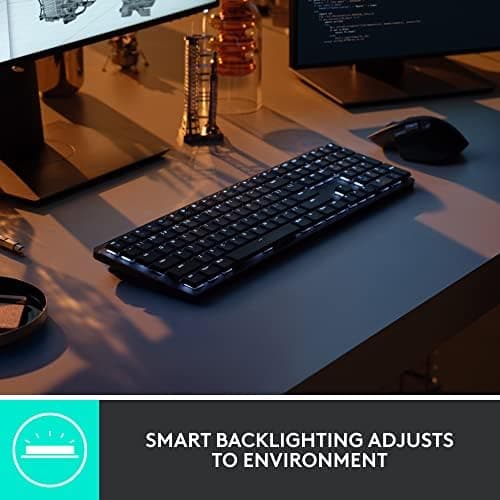 Logitech MX Mechanical Wireless Illuminated Performance Keyboard, Tactile Quiet Switches, Backlit Keys, Bluetooth, USB-C, macOS, Windows, Linux, iOS, Android, Metal, ‎Graphite 5