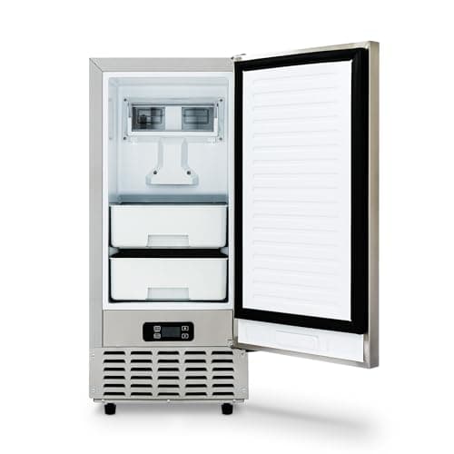 Newair 15" Undercounter Nugget Ice Maker, Pebble Ice Maker Producing 66 lbs. Daily, Built-in or Freestanding in Stainless Steel, Sonic Ice Makers for Home, Bar, Restaurant 15