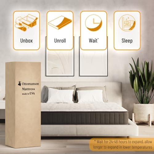 Ottomanson Twin 9" Hybrid Mattress - Medium Firm Support - Made in USA - Individually Pocketed Coils & CertiPUR-US Foam - Fiberglass-Free - Bed in a Box 8