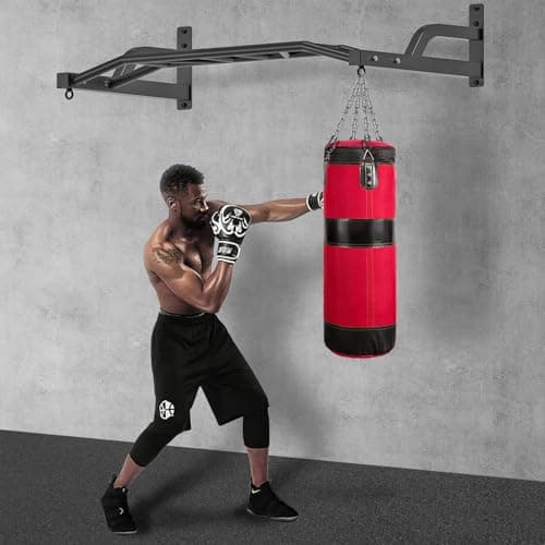 SELEWARE 48'' Multi-grip Pull Up Bar Wall Mount Heavy Duty Chin Up Bar with Hangers for Heavy Bag Home Gym Strength Workout Straps Support 500 lbs 6