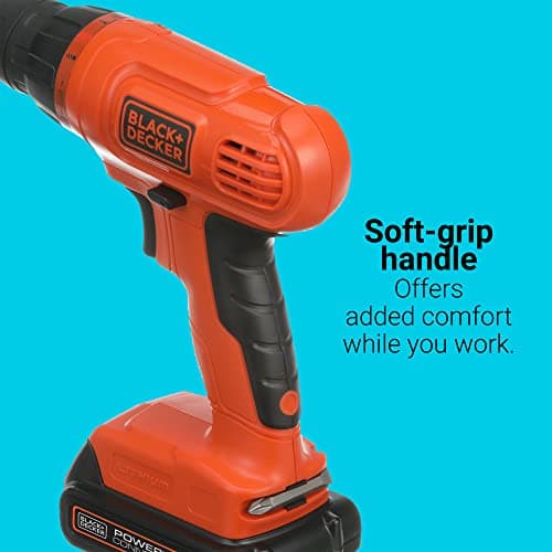 BLACK+DECKER 20V MAX* POWERCONNECT Cordless Drill Driver Kit with Drill Bit Set and Sockets, 100 pc. Tool Kit for Home, Battery and Charger Included ,Orange (BDC120VA100) 6