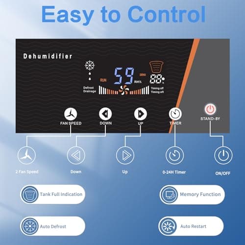 TOTTE 160 Pint Commercial Dehumidifier with Pump up to 8000Sq. Ft, 24H Timer, 20-90% Humidity Control, Dehumidifiers with drain hose, Auto Defrost, Auto Restart, for Basement, Industrial,Crawl Space 6