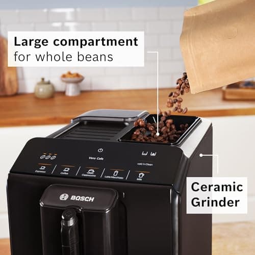 Bosch 300 Series Fully Automatic Espresso and Coffee Machine – One Touch Milk Drinks, Built-In Ceramic Grinder, In-Cup Frother, Easy Clean and Descale, Black TIU20109 9