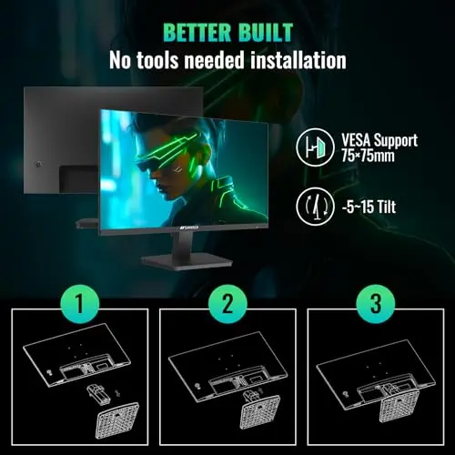 SANSUI Gaming Monitor 27 inch 165Hz 1ms PC Gaming Computer Monitor -FHD 1080P丨AMD FreeSync丨2 x HDMI 2.0丨1 x Display Port 1.4丨IPS丨Blacklevel Adjust丨VESA Compatible,Black (ES-G27F2) 8