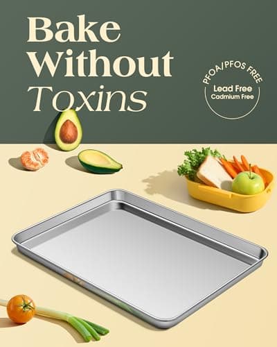 Baking Sheet Set of 2, Commercial Grade Stainless Steel Cookie Sheets for Baking, 18 x 13 Inch Thicker Large Baking Pans Oven Tray, Warp Resistant Nonstick Half Sheet Pan, Nontoxic & Heavy Duty 2