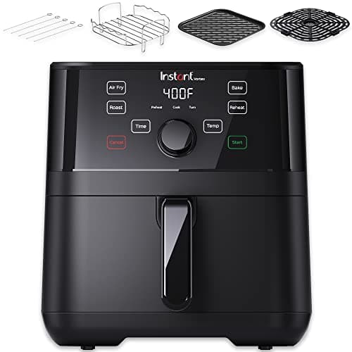 Instant Pot Vortex 5.7QT Air Fryer With Accessories, Custom Smart Cooking Programs, 4-in-1 Functions that Crisps, Roasts, Bakes and Reheats, 100+ In-App Recipes, from the Makers of Instant Pot, Black