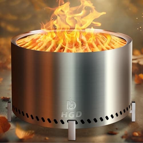 HGD 28 Inch Smokeless Firepit, Large Stainless Steel Fire Pit, Wood Burning Firepit for Patio Garden Picnic 9