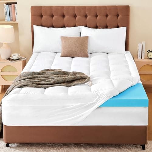 MEUDYT Memory Foam Mattress Topper Queen Size - 3 Inch Dual Layer Mattress Pad - 2 Inch Cooling Gel Memory Foam Plus 1 Inch Pillow Top Cover - Ultra Soft Support for Back Pain 2