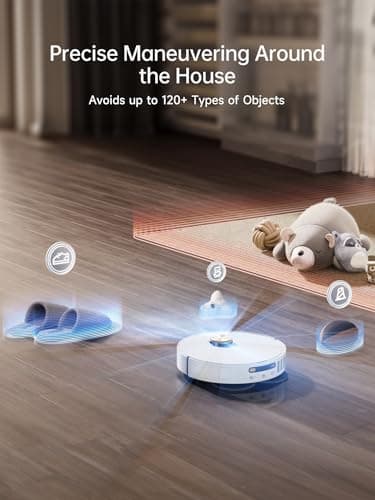DREAME X40 Ultra Robotic Vacuum with Removable & Liftable Mop, 12,000Pa Suction, Side Brush Extensive Cleaning, 158°F Mop & Washboard Self Cleaning, Auto-Empty, Auto Refill, liftable Brushes White 6