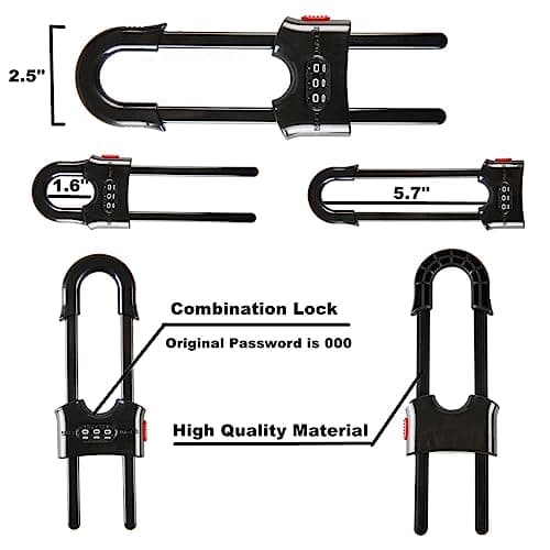 FIGEPO 6 Pack Child Proof U-Shaped Code Sliding Cabinet Door Locks Adjustable Baby Safety Plastic Cupboard Cabinet Latches Set for Knob Handle Drawers Closet Black 5