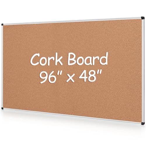 Board2by Extra Large Cork Bulletin Board 96" X 48", Silver Aluminum Framed 8'x4' Corkboard for Wall, Wall Mounted Notice Pin Board with 18 Push Pins for School, Home & Office