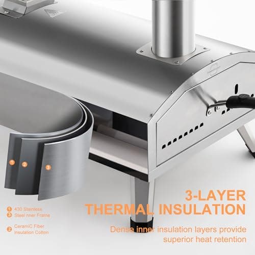 PolarcoForgeco Portable Pizza Oven Outdoor - 12 Inch Wood Fired Pizza Oven for Outside, Stainless Steel Pellet Pizza Stove for Charcoal Grill on Backyard Camping - Silver Gray 5