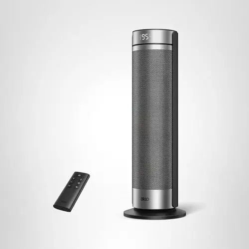 DREO Space Heater for Large Room, 23 Inch Electric Heaters for Indoor Use, 8 Safe Protection Tower, 70° Oscillation, PTC Ceramic with Thermostat and Remote, Quiet, 12H Timer, Bedroom, Office 8