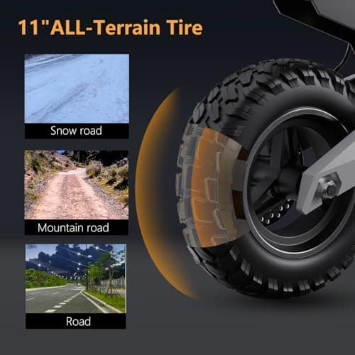 T10 Adult Electric Offroad Commuter Scooter - 30 MPH Fastest, 900W, 30-Mile Long Range, 11" Off-Road Tires, 48V 13.5Ah Battery 7