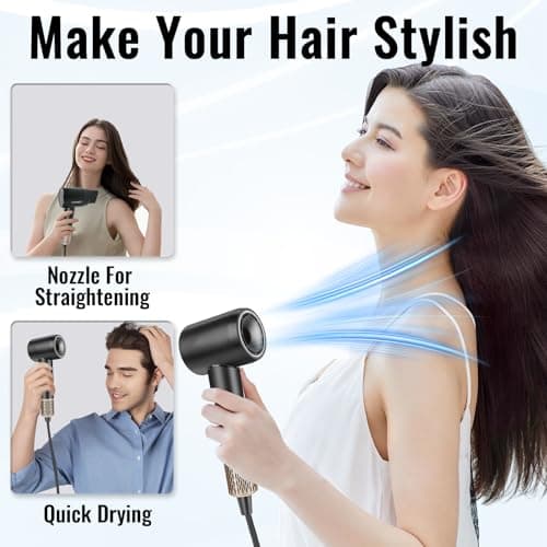 Portable Ionic Hair Dryer with High-Speed Brushless Motor – Small, Lightweight, Low Noise Blow Dryer with Travel Bag – Fast Drying Hairdryer for Women and Men 5