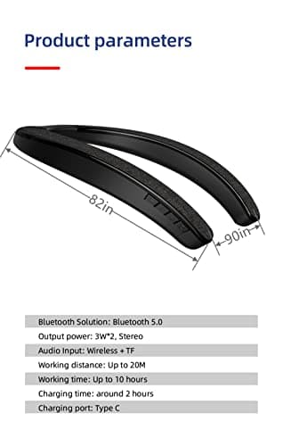 VANPEUSO Neck Speaker, Bluetooth 5.3 Built-in mic, Wearable Neckband Speakers 3D Stereo Surround Sound (Black) 8